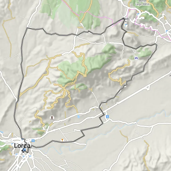 Miniatua del mapa de inspiración ciclista "Ruta de ciclismo de carretera desde Lorca" en Región de Murcia, Spain. Generado por Tarmacs.app planificador de rutas ciclistas