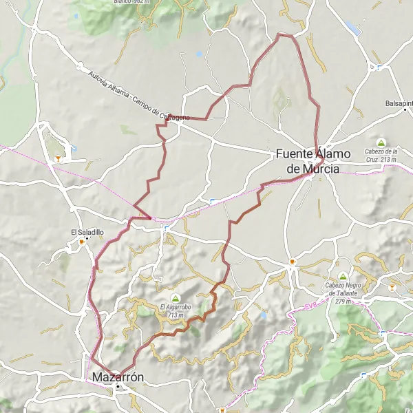 Miniatuurkaart van de fietsinspiratie "Gravel route vanuit Mazarrón" in Región de Murcia, Spain. Gemaakt door de Tarmacs.app fietsrouteplanner