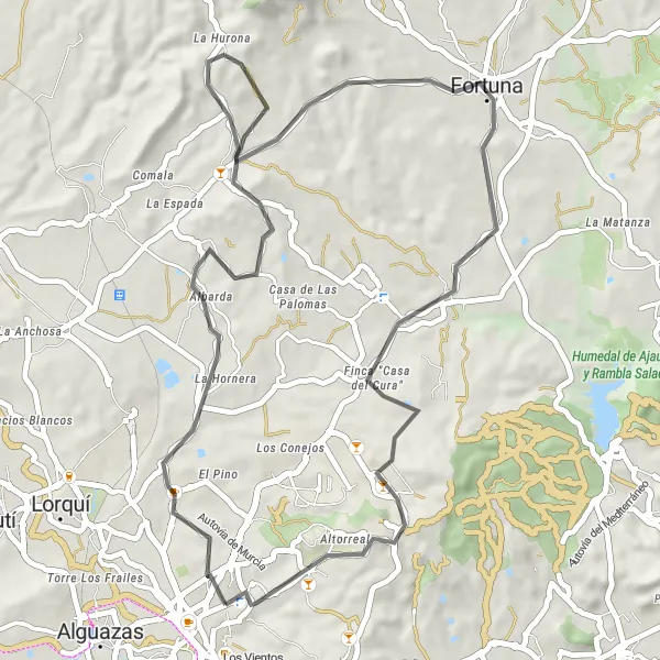 Miniatuurkaart van de fietsinspiratie "Wegroute naar Fortuna" in Región de Murcia, Spain. Gemaakt door de Tarmacs.app fietsrouteplanner