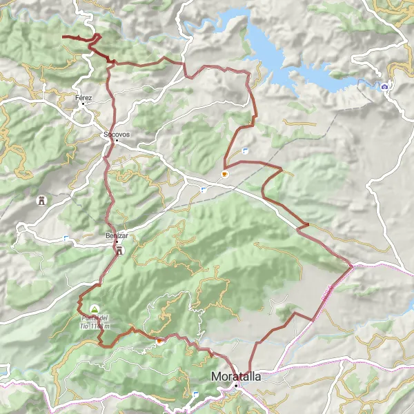 Map miniature of "Gravel Adventure near Moratalla" cycling inspiration in Región de Murcia, Spain. Generated by Tarmacs.app cycling route planner