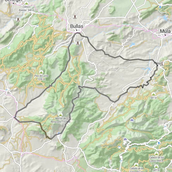 Map miniature of "Road Cabezo del Sordo Route" cycling inspiration in Región de Murcia, Spain. Generated by Tarmacs.app cycling route planner