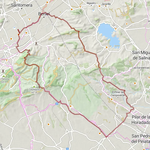 Miniatura della mappa di ispirazione al ciclismo "Giro in bicicletta tra Santa Cruz" nella regione di Región de Murcia, Spain. Generata da Tarmacs.app, pianificatore di rotte ciclistiche