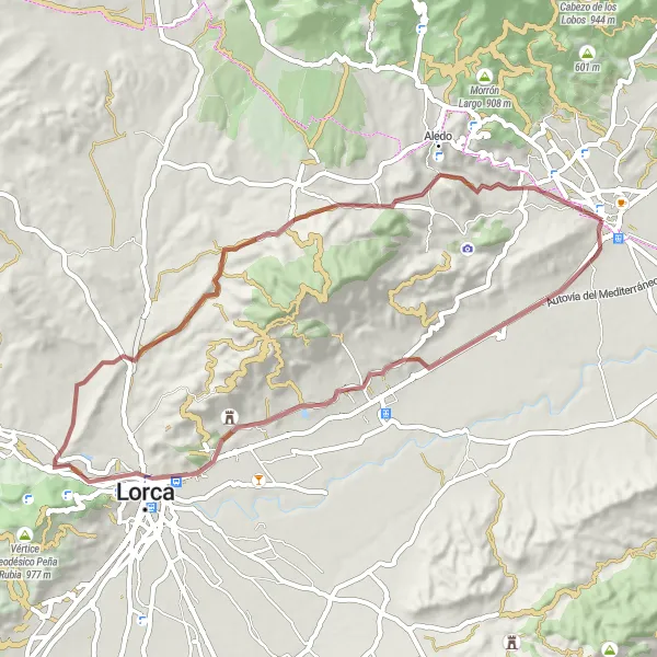 Miniatua del mapa de inspiración ciclista "Ruta de Gravel hasta Castillo de Lorca" en Región de Murcia, Spain. Generado por Tarmacs.app planificador de rutas ciclistas