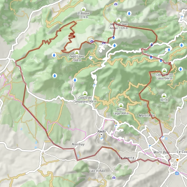 Map miniature of "Collado Blanco Gravel Loop" cycling inspiration in Región de Murcia, Spain. Generated by Tarmacs.app cycling route planner