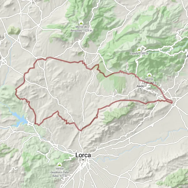 Miniatuurkaart van de fietsinspiratie "Rondrit van Totana via Yacimiento Arqueológico La Bastida, Cabezo del Grillo, Cabezo del Mortero naar Totana" in Región de Murcia, Spain. Gemaakt door de Tarmacs.app fietsrouteplanner