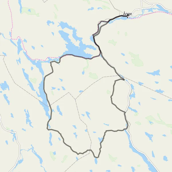 Kartminiatyr av "Kuperad tur från Ramsjö till Ångebyn" cykelinspiration i Mellersta Norrland, Sweden. Genererad av Tarmacs.app cykelruttplanerare