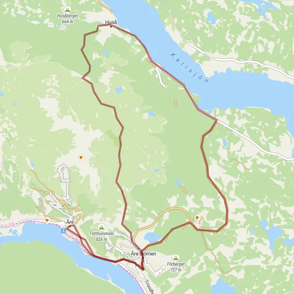 Kartminiatyr av "Grusväg till Huså ochbaka" cykelinspiration i Mellersta Norrland, Sweden. Genererad av Tarmacs.app cykelruttplanerare