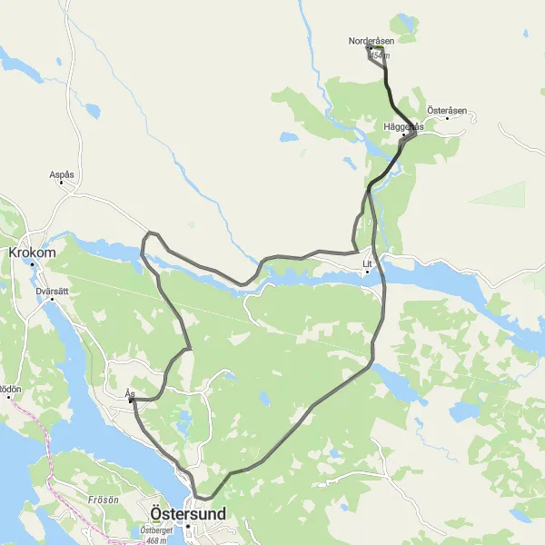 Map miniature of "Road Cycling Adventure to Lugnvik" cycling inspiration in Mellersta Norrland, Sweden. Generated by Tarmacs.app cycling route planner