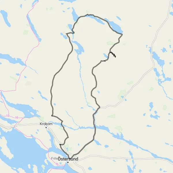 Kartminiatyr av "Ås till Lugnvik Runtur" cykelinspiration i Mellersta Norrland, Sweden. Genererad av Tarmacs.app cykelruttplanerare