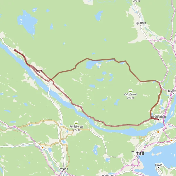 Kartminiatyr av "Grusväg runt Indalsälven" cykelinspiration i Mellersta Norrland, Sweden. Genererad av Tarmacs.app cykelruttplanerare