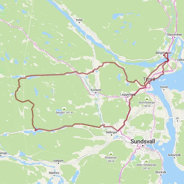 Map miniature of "Explorer's Gravel Trail" cycling inspiration in Mellersta Norrland, Sweden. Generated by Tarmacs.app cycling route planner