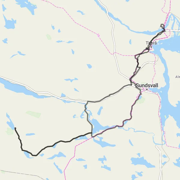 Kartminiatyr av "Bergetapet" cykelinspiration i Mellersta Norrland, Sweden. Genererad av Tarmacs.app cykelruttplanerare