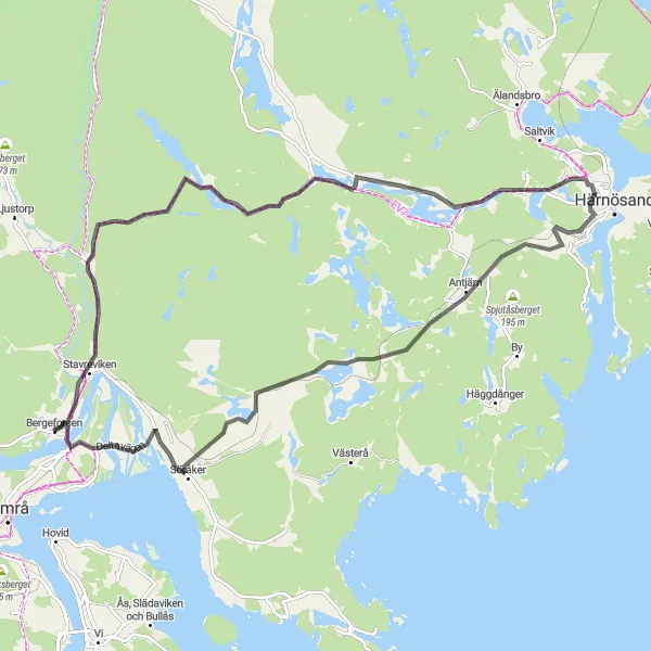 Kartminiatyr av "Roadtrip längs Indalsälven" cykelinspiration i Mellersta Norrland, Sweden. Genererad av Tarmacs.app cykelruttplanerare