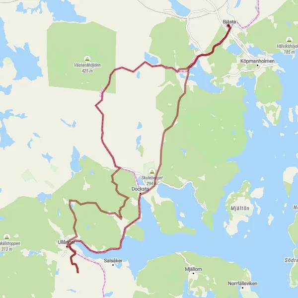 Map miniature of "Coastal Gravel Expedition" cycling inspiration in Mellersta Norrland, Sweden. Generated by Tarmacs.app cycling route planner