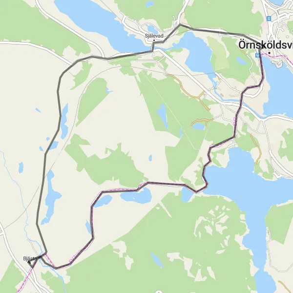 Map miniature of "Överhörnäs Loop" cycling inspiration in Mellersta Norrland, Sweden. Generated by Tarmacs.app cycling route planner