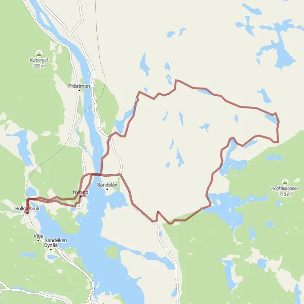 Kartminiatyr av "Grusväg Storsjön runt" cykelinspiration i Mellersta Norrland, Sweden. Genererad av Tarmacs.app cykelruttplanerare