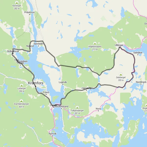 Kartminiatyr av "Kustupplevelse Ullånger till Väja" cykelinspiration i Mellersta Norrland, Sweden. Genererad av Tarmacs.app cykelruttplanerare