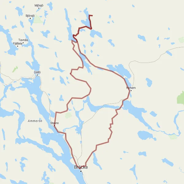 Map miniature of "Bräcke Gravel Adventure" cycling inspiration in Mellersta Norrland, Sweden. Generated by Tarmacs.app cycling route planner