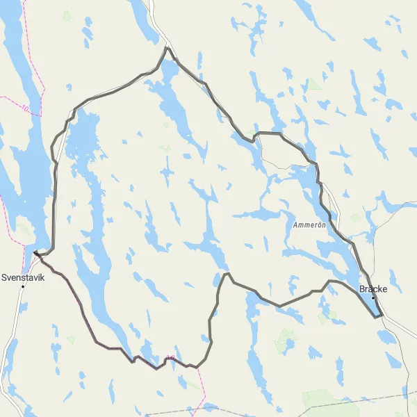 Map miniature of "Fåker and Lockne Epic Road Ride" cycling inspiration in Mellersta Norrland, Sweden. Generated by Tarmacs.app cycling route planner