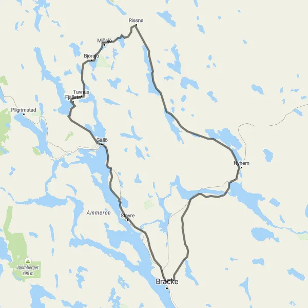 Map miniature of "Road Cycling Wonderland" cycling inspiration in Mellersta Norrland, Sweden. Generated by Tarmacs.app cycling route planner