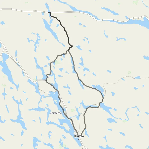 Map miniature of "Bräcke Epic Road Challenge" cycling inspiration in Mellersta Norrland, Sweden. Generated by Tarmacs.app cycling route planner