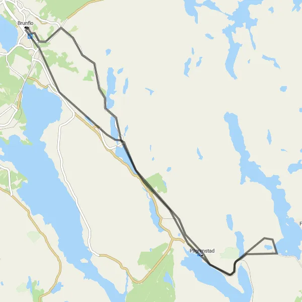 Kartminiatyr av "Brunflo och Lockne - en cykeläventyr" cykelinspiration i Mellersta Norrland, Sweden. Genererad av Tarmacs.app cykelruttplanerare