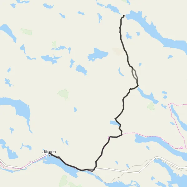 Map miniature of "Fjällvägen Loop" cycling inspiration in Mellersta Norrland, Sweden. Generated by Tarmacs.app cycling route planner