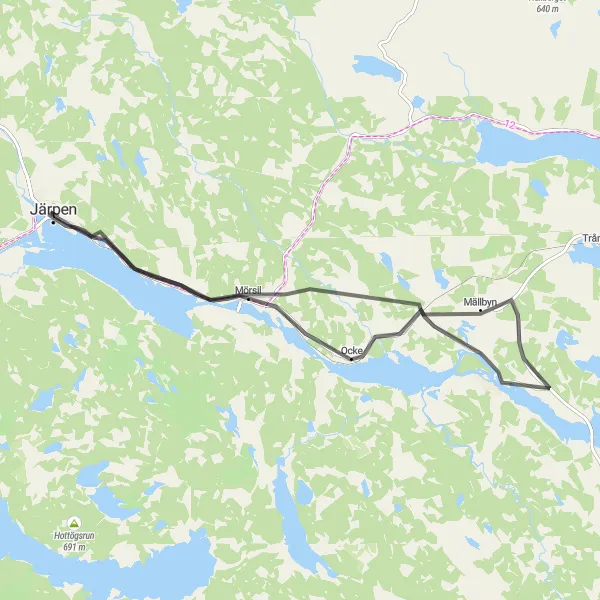 Map miniature of "Nature's Path" cycling inspiration in Mellersta Norrland, Sweden. Generated by Tarmacs.app cycling route planner