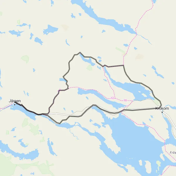 Map miniature of "Scenic Road Loop in Mellersta Norrland" cycling inspiration in Mellersta Norrland, Sweden. Generated by Tarmacs.app cycling route planner
