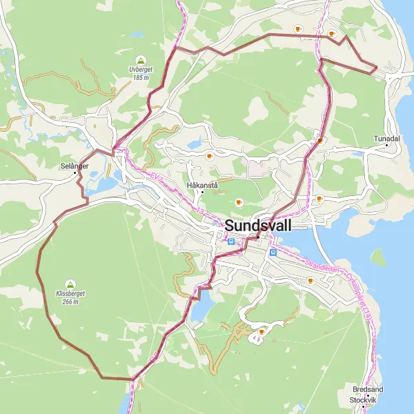 Map miniature of "Scenic Loop through Johannedal" cycling inspiration in Mellersta Norrland, Sweden. Generated by Tarmacs.app cycling route planner