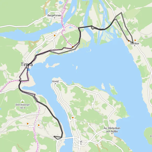 Map miniature of "Skönviksberget Circuit" cycling inspiration in Mellersta Norrland, Sweden. Generated by Tarmacs.app cycling route planner