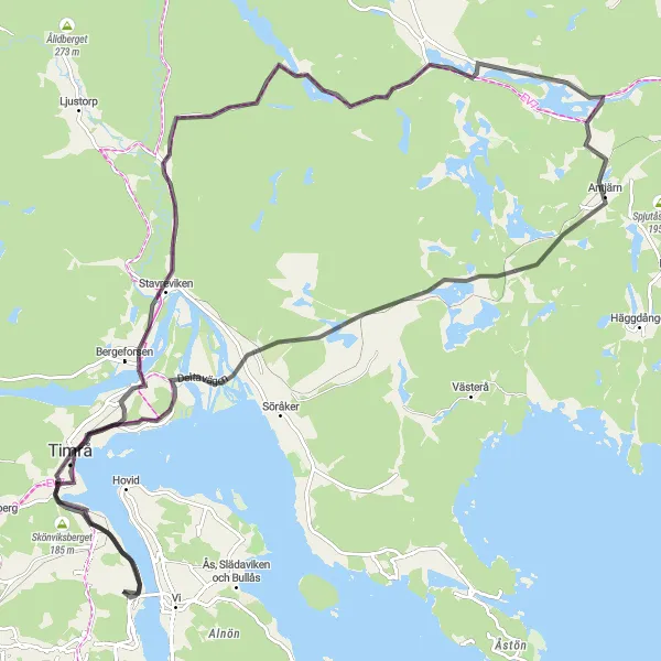 Map miniature of "Johannedal Road Loop" cycling inspiration in Mellersta Norrland, Sweden. Generated by Tarmacs.app cycling route planner