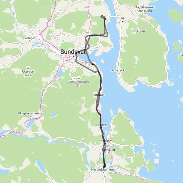 Map miniature of "Tunadal Loop" cycling inspiration in Mellersta Norrland, Sweden. Generated by Tarmacs.app cycling route planner