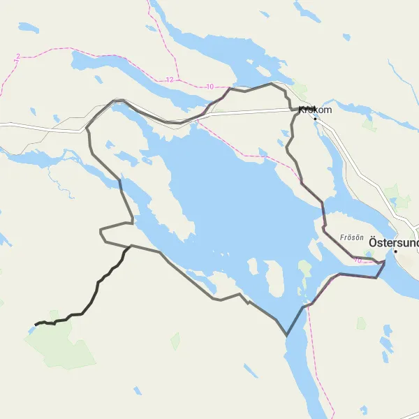 Kartminiatyr av "Rödön till Ytterån Scenic Route" cykelinspiration i Mellersta Norrland, Sweden. Genererad av Tarmacs.app cykelruttplanerare