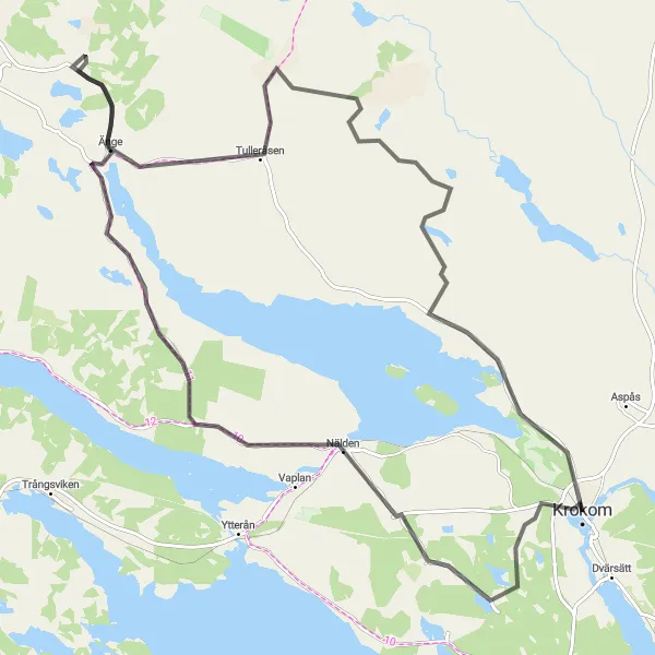 Map miniature of "Nälden Loop" cycling inspiration in Mellersta Norrland, Sweden. Generated by Tarmacs.app cycling route planner