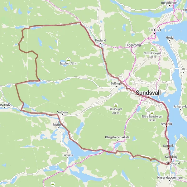 Map miniature of "Kvissleby to Fläsian" cycling inspiration in Mellersta Norrland, Sweden. Generated by Tarmacs.app cycling route planner