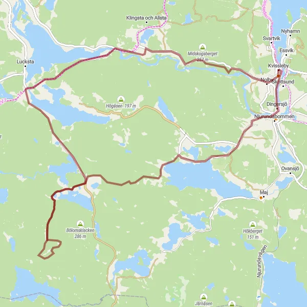 Map miniature of "Kvissleby to Grenforsen" cycling inspiration in Mellersta Norrland, Sweden. Generated by Tarmacs.app cycling route planner