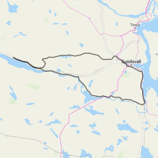 Kartminiatyr av "Kvissleby och Mellersta Norrland Road Circuit" cykelinspiration i Mellersta Norrland, Sweden. Genererad av Tarmacs.app cykelruttplanerare