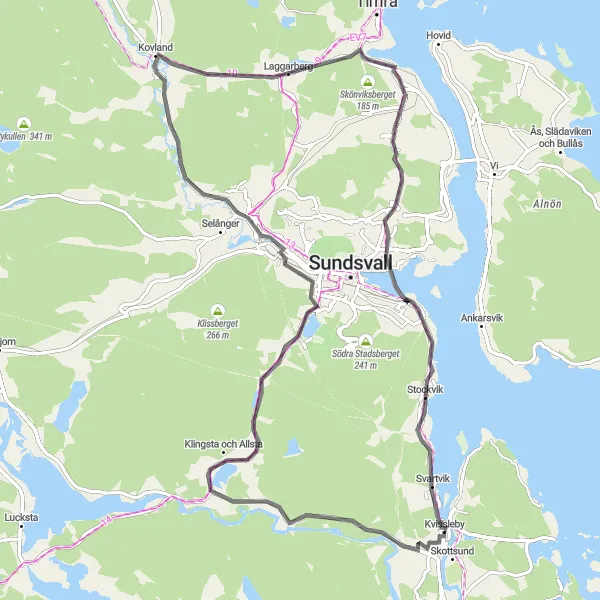 Map miniature of "Svartvik Challenge" cycling inspiration in Mellersta Norrland, Sweden. Generated by Tarmacs.app cycling route planner