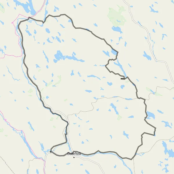 Kartminiatyr av "Långsele till Sollefteå och tillbaka" cykelinspiration i Mellersta Norrland, Sweden. Genererad av Tarmacs.app cykelruttplanerare