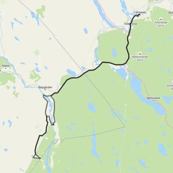 Map miniature of "King Chulalongkorn Route Experience" cycling inspiration in Mellersta Norrland, Sweden. Generated by Tarmacs.app cycling route planner