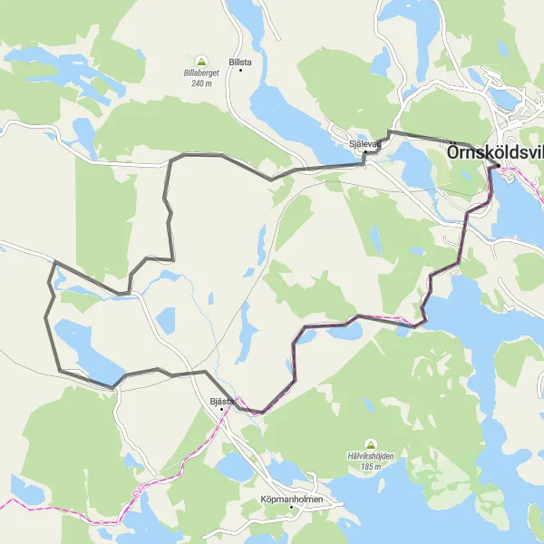 Kartminiatyr av "Varvsberget och Kärringberget Road Route" cykelinspiration i Mellersta Norrland, Sweden. Genererad av Tarmacs.app cykelruttplanerare