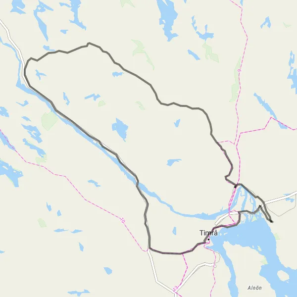 Kartminiatyr av "Timrå till Liden Loop" cykelinspiration i Mellersta Norrland, Sweden. Genererad av Tarmacs.app cykelruttplanerare