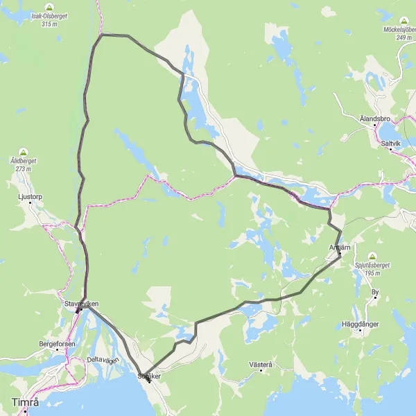 Map miniature of "Uland Exploration" cycling inspiration in Mellersta Norrland, Sweden. Generated by Tarmacs.app cycling route planner