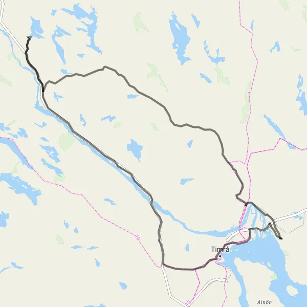 Map miniature of "The Indalsälven Challenge" cycling inspiration in Mellersta Norrland, Sweden. Generated by Tarmacs.app cycling route planner