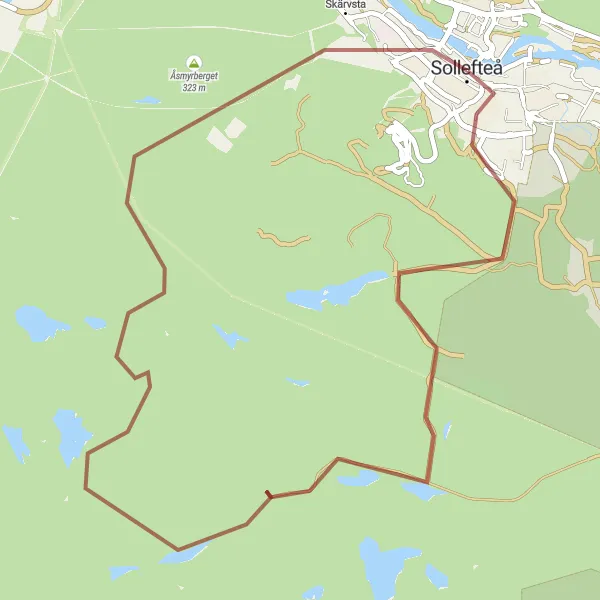 Map miniature of "Norrlands Gravel Adventure" cycling inspiration in Mellersta Norrland, Sweden. Generated by Tarmacs.app cycling route planner