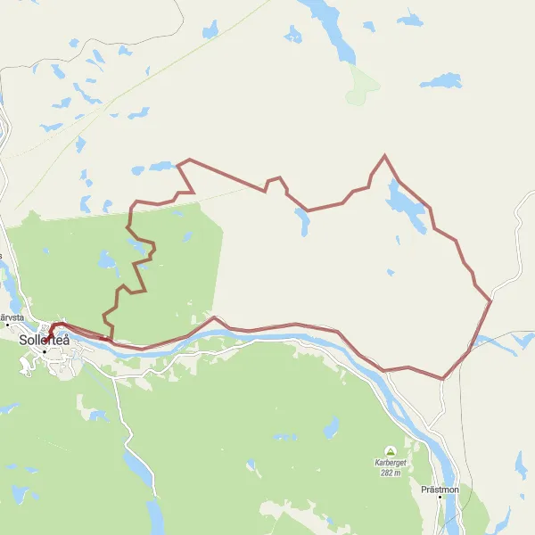 Map miniature of "Multrå Gravel Epic" cycling inspiration in Mellersta Norrland, Sweden. Generated by Tarmacs.app cycling route planner