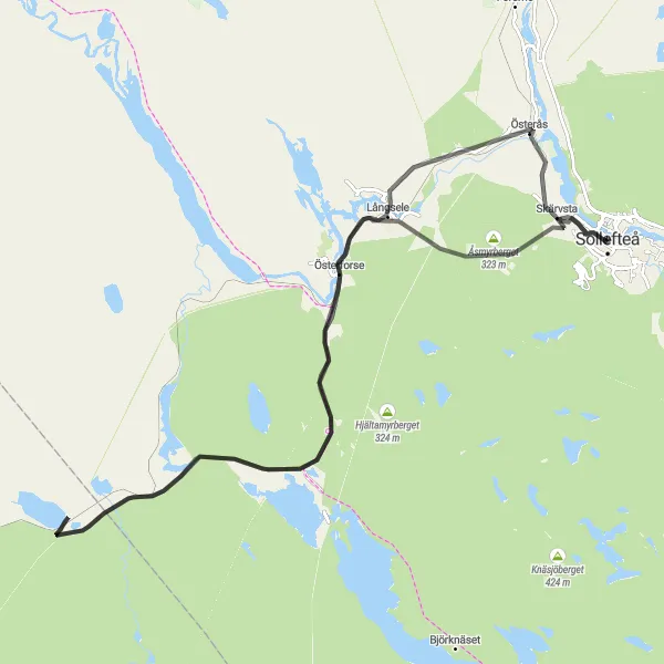 Map miniature of "Österforse Road Cycling Escapade" cycling inspiration in Mellersta Norrland, Sweden. Generated by Tarmacs.app cycling route planner