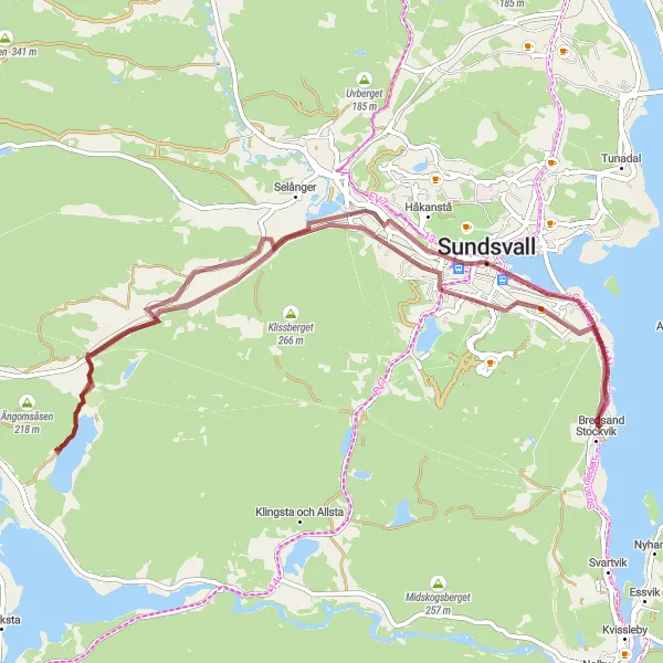 Map miniature of "Gravel Adventure in Mellersta Norrland" cycling inspiration in Mellersta Norrland, Sweden. Generated by Tarmacs.app cycling route planner