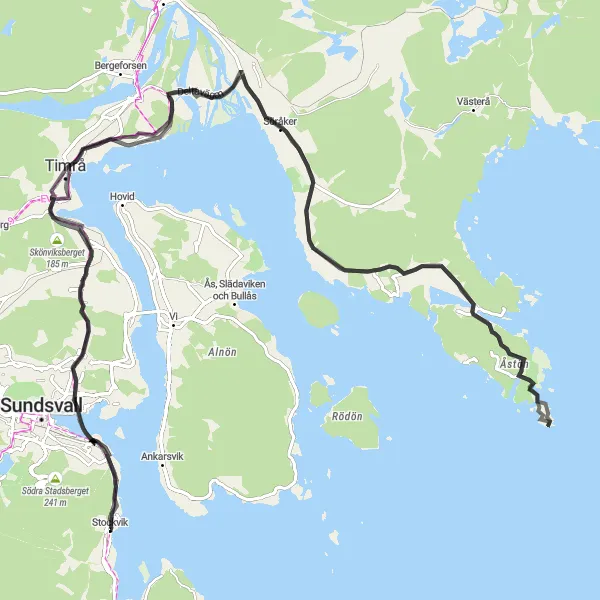 Map miniature of "Kovland Circuit" cycling inspiration in Mellersta Norrland, Sweden. Generated by Tarmacs.app cycling route planner